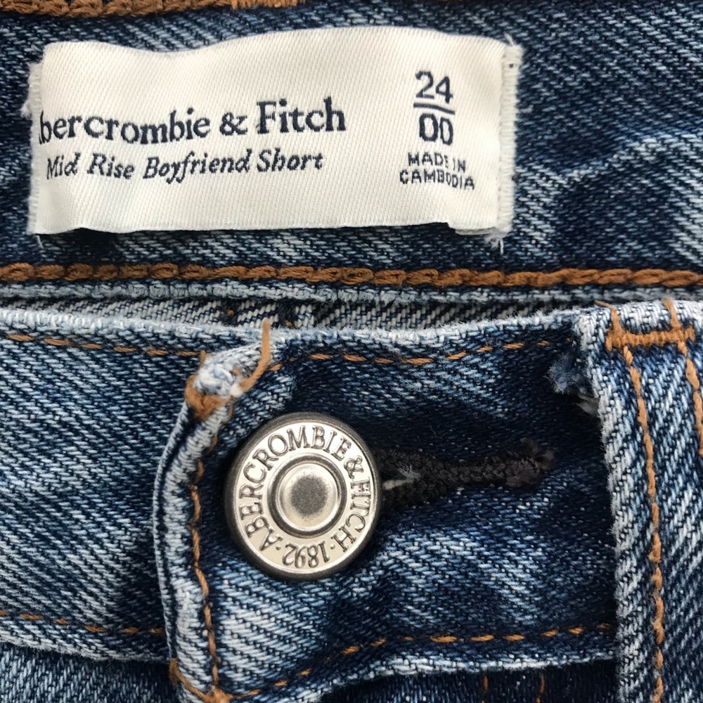 Abercrombie & Fitch 100% Cotton Mid Rise Boyfriend Short 24 Distressed Raw Hem - Picture 3 of 6